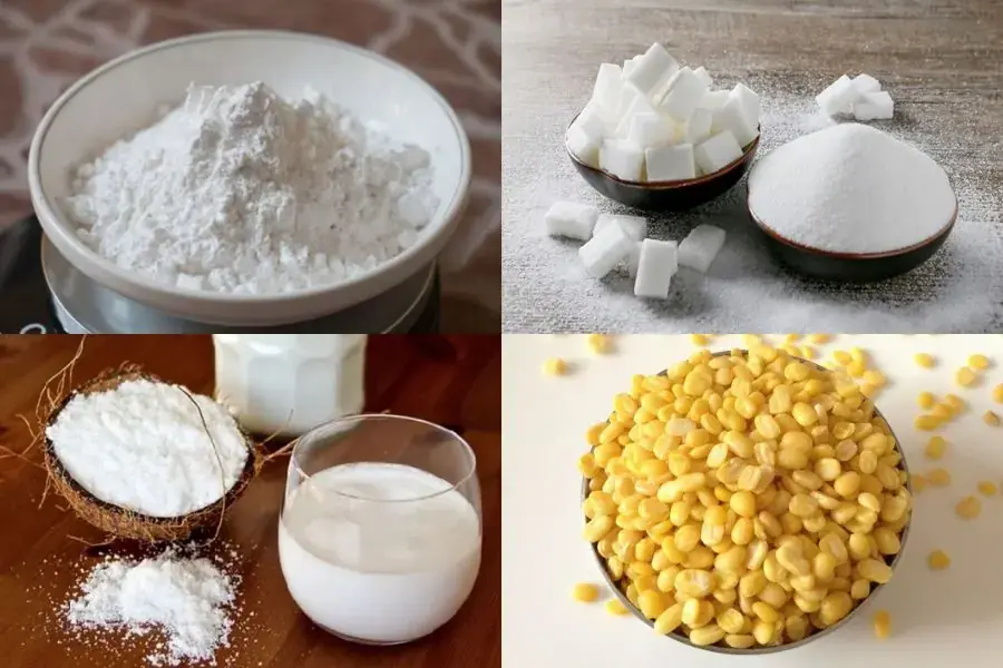 Nguyên liệu làm bánh da lợn cuộn rất dễ tìm và dễ mua.