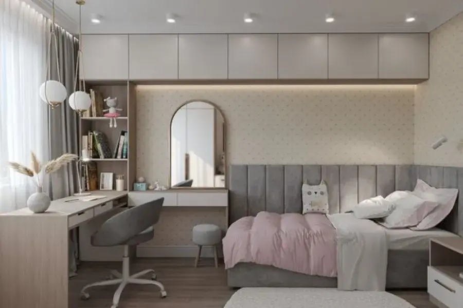 Trang trí phòng ngủ cho con gái cá tính bằng màu đơn sắc
