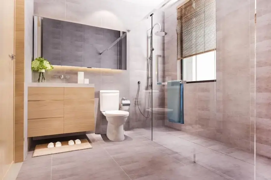 Bố trí phòng ngủ nhỏ và nhà vệ sinh bên trong tiện nghi