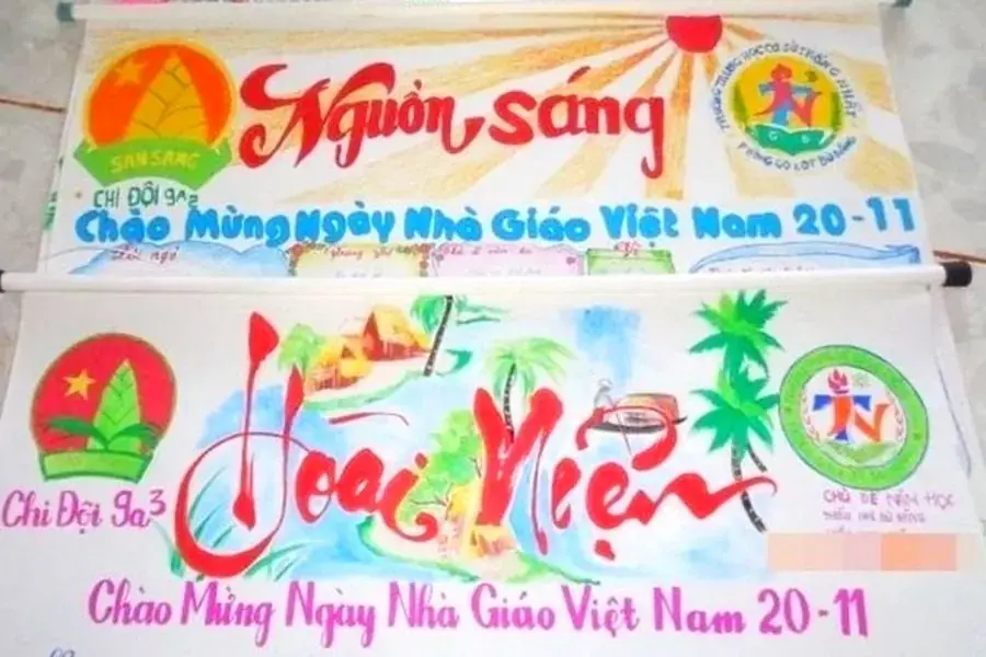 Vẽ trang trí đầu báo tường ngày 20-11
