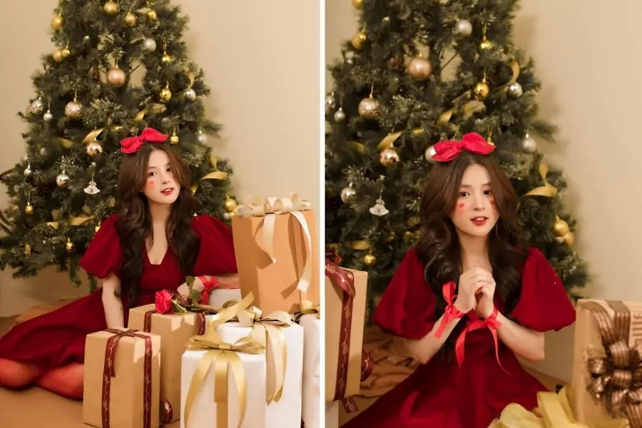 Concept chụp ảnh Noel phong cách tiểu thư cho bạn nữ.