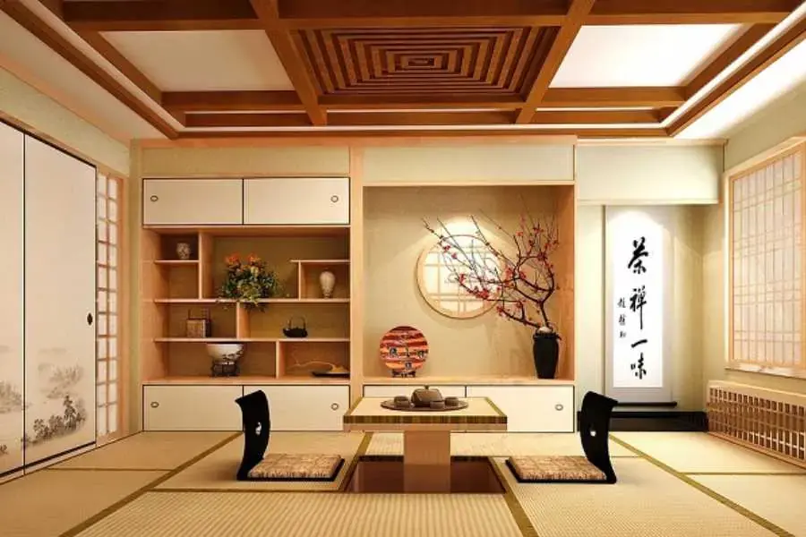 Không gian lưu trữ phong cách thiền có bố cục gọn gàng