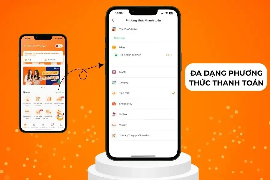 Đặt lịch dễ dàng và nhanh chóng có nhiều phương thức thanh toán.