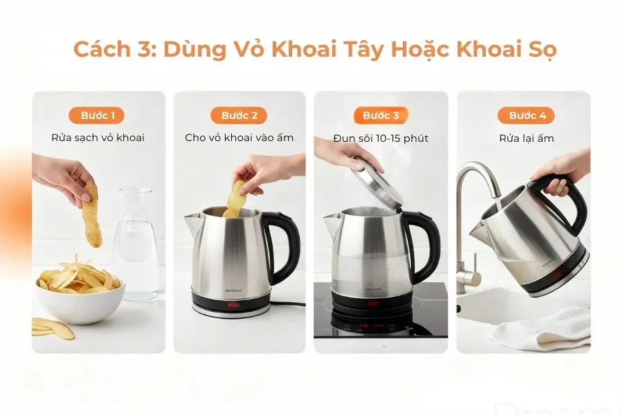 Sử dụng vỏ khoai tây hoặc khoai sọ.