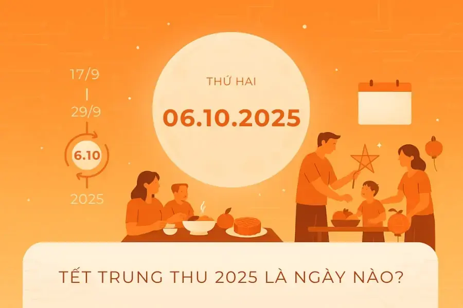 Trung thu 2025 rơi vào thứ Hai, ngày 06/10/2025.