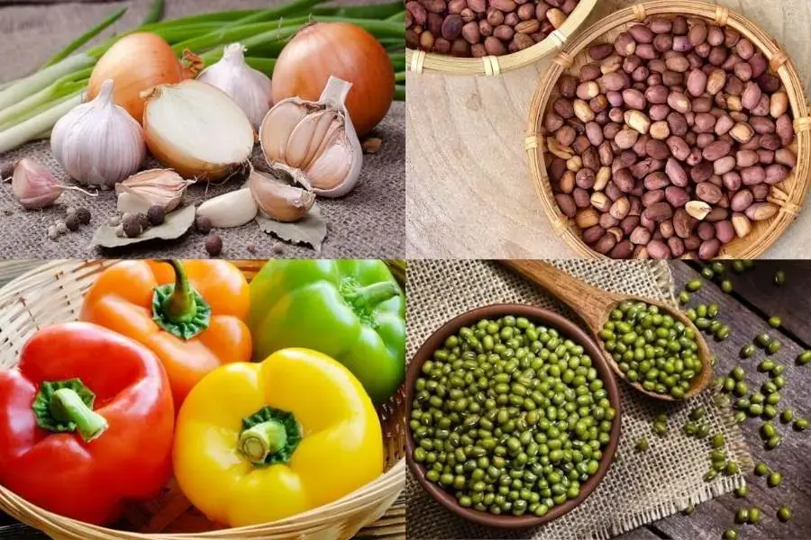 Một số nguyên liệu làm món ớt chuông đậu đỗ, lạc chay