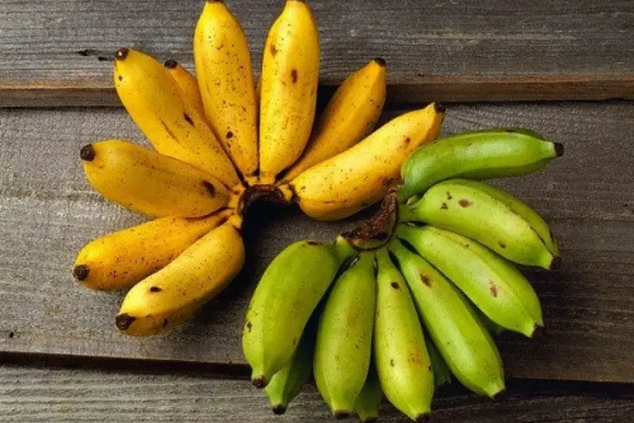 Chuối xanh và chuối vàng