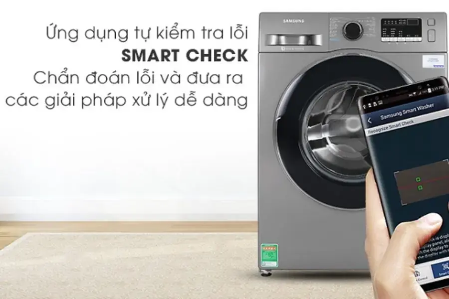 Chức năng Smart Check có thể hoạt động nếu không có nút nào được nhấn sau khi bật máy giặt. 