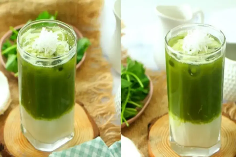 Sinh tố bơ kết hợp với rau má.