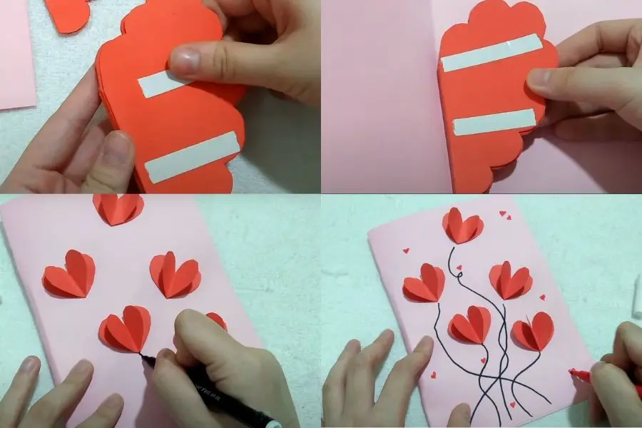 Dùng keo dán cố định các tấm giấy với nhau.