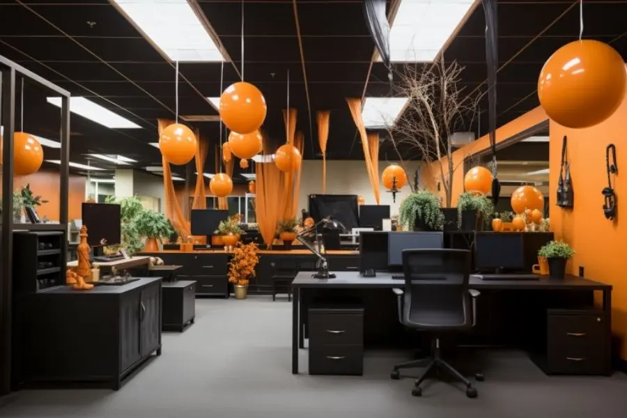 Một mẫu trang trí Halloween cho văn phòng làm việc khác.