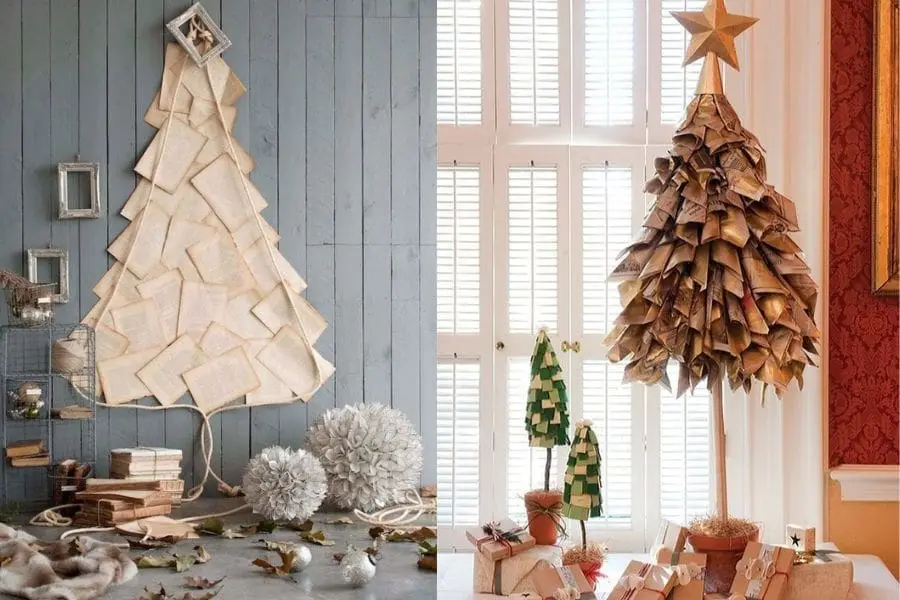 Thỏa sức sáng tạo và trang trí cây thông Noel từ giấy báo cũ.
