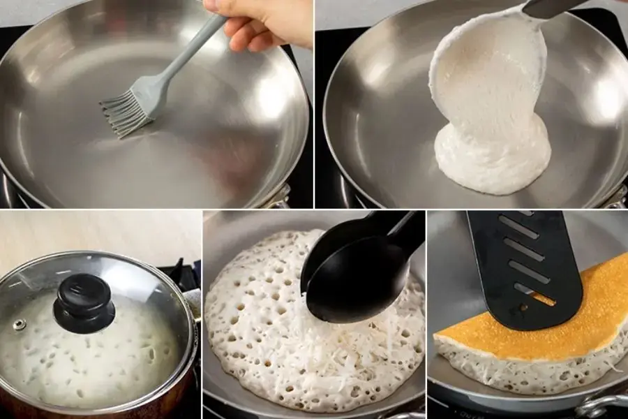 Rán bánh bò bằng chảo