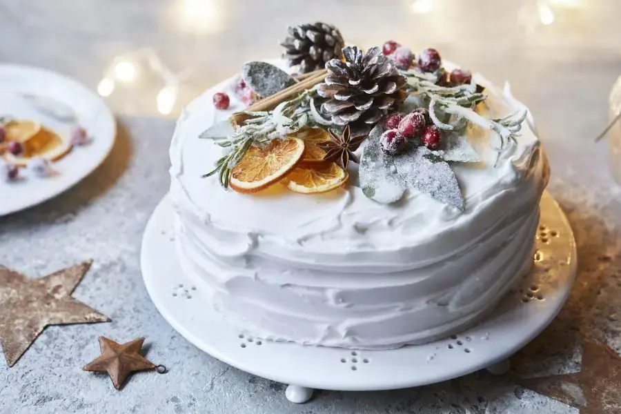 Bánh kem Noel trông đơn giản nhưng cực kỳ sang trọng.