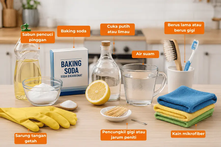 Prepare the ingredients for cleaning the gas stove