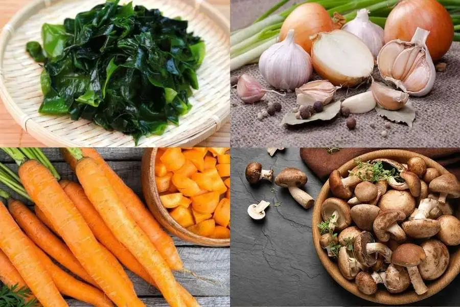 Một số nguyên liệu làm món canh rong biển