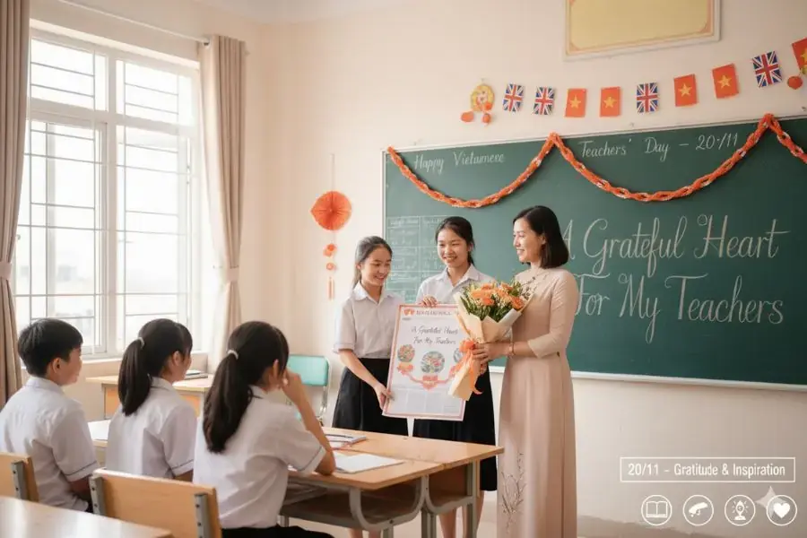 Wishing you a wonderful Teachers' Day filled with joy, health, and endless passion for your noble mission (hình minh họa).