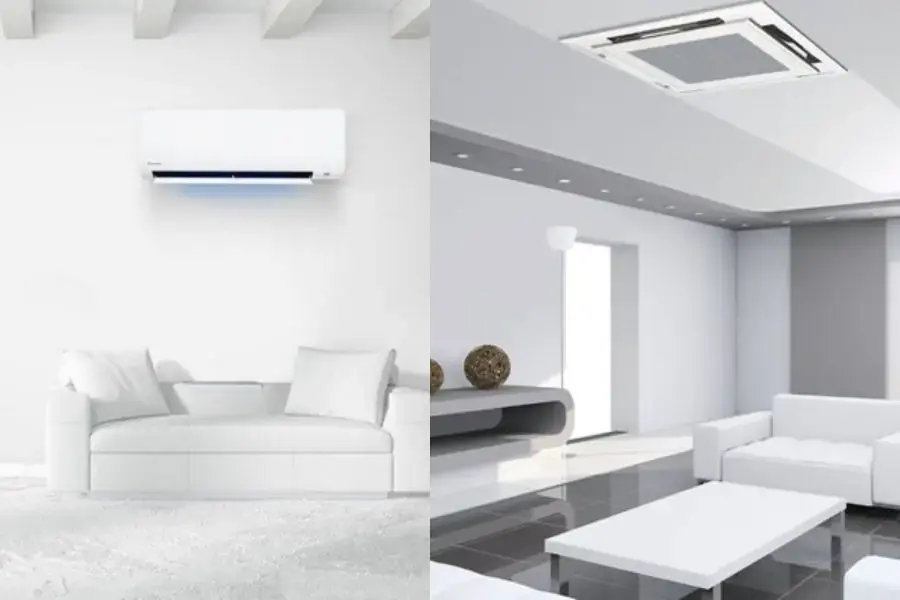 Vị trí lắp đặt của điều hòa treo tường và âm trần