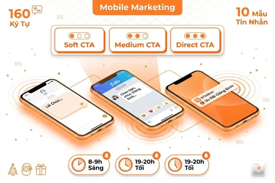 Lời chúc Noel & năm mới trên tin nhắn hoặc app push cần chú trọng đến độ dài.