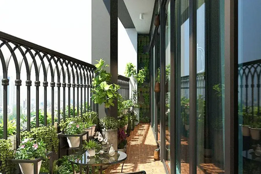 Ý tưởng trang trí ban công với cây xanh xanh tươi