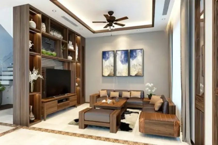 Phòng khách nhà vuông dễ dàng để sắp xếp nội thất