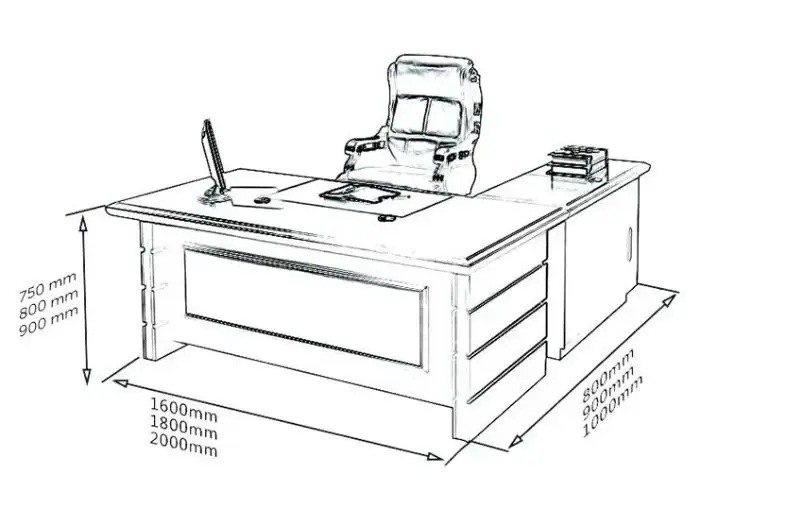 Kích thước bàn giám đốc thường là 80x160x75cm