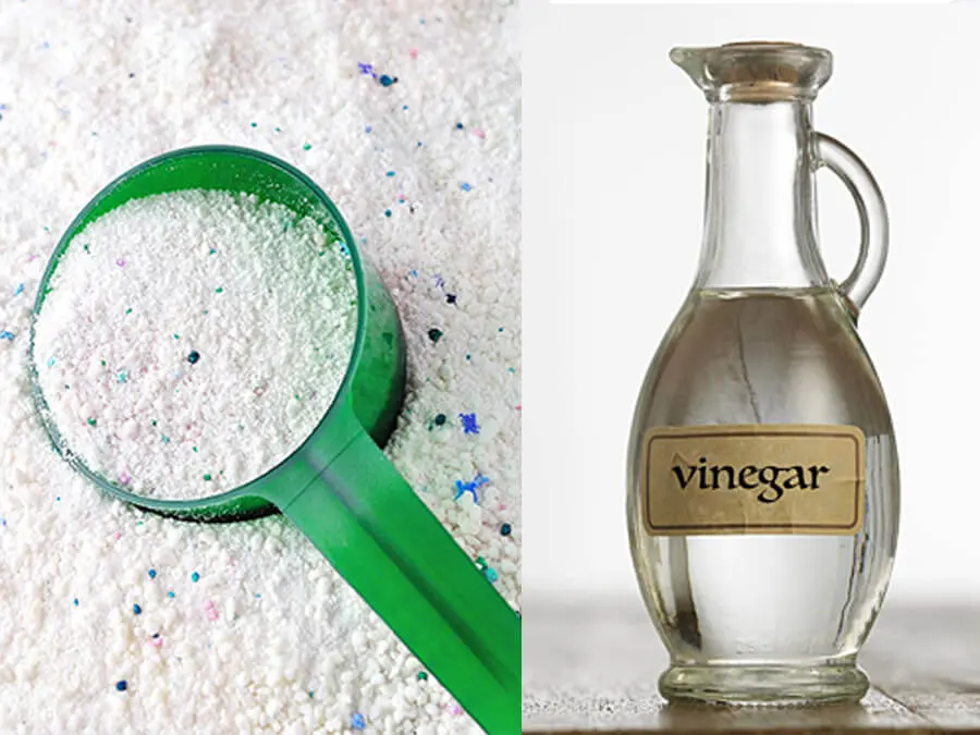bột giặt và giấm ăn
