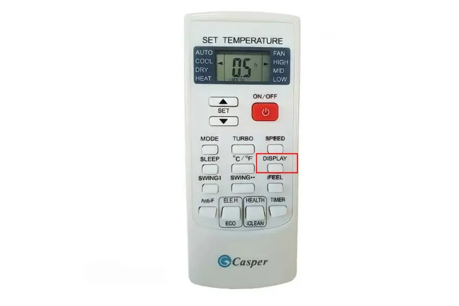 Nút Display trong điều hòa Casper với chức năng tắt/bật màn hình đèn Led trên dàn lạnh.