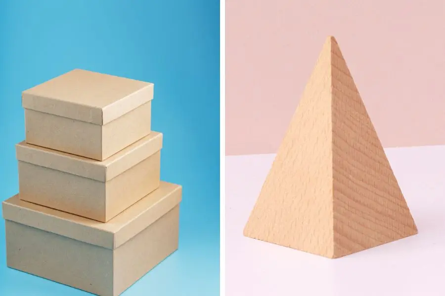 Gấp bìa carton thành hình chóp tam giác với chiều cao tùy theo ý muốn.