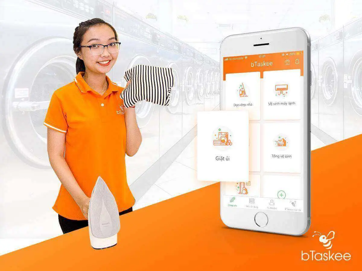 Đặt dịch vụ giặt ủi bTaskee trên ứng dụng điện thoại
