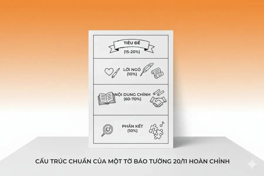 Mô tả 4 thành phần cấu tạo nên tờ báo tường 20/11.
