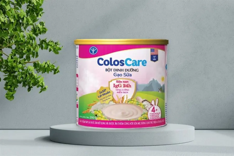 Bột ăn dặm cho bé ColosCare chứa nhiều DHA và sữa non nhập khẩu từ Mỹ.