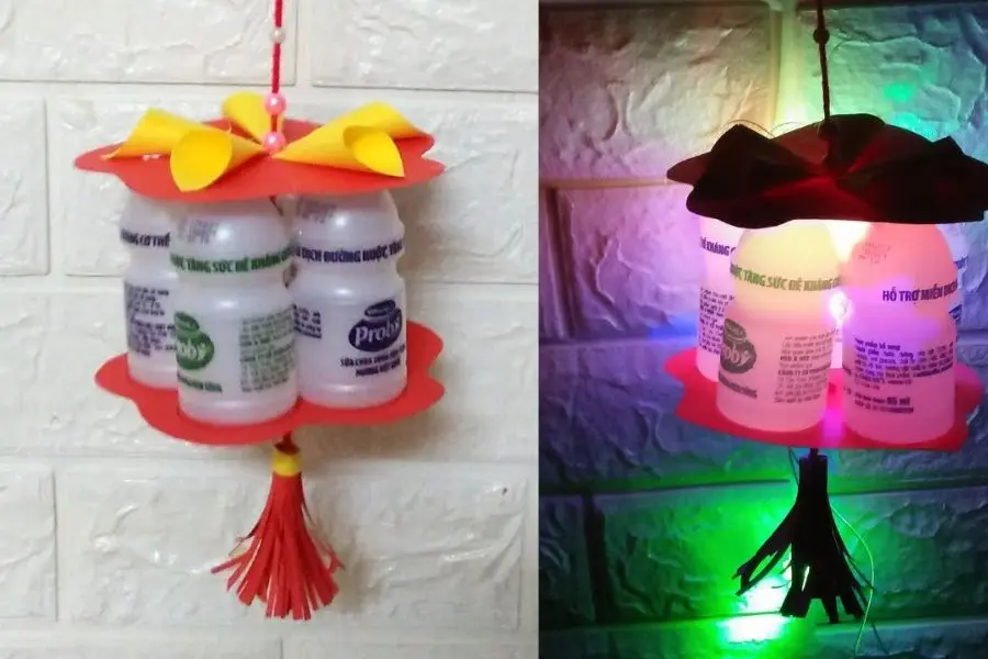 Làm đèn trung thu bằng vỏ hộp sữa probi.