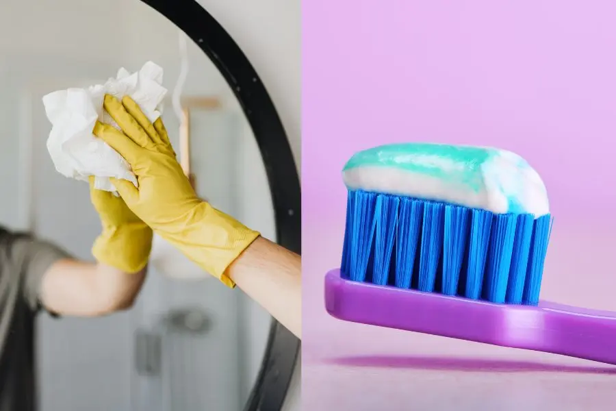 Vệ sinh gương nhà tắm bằng kem đánh răng