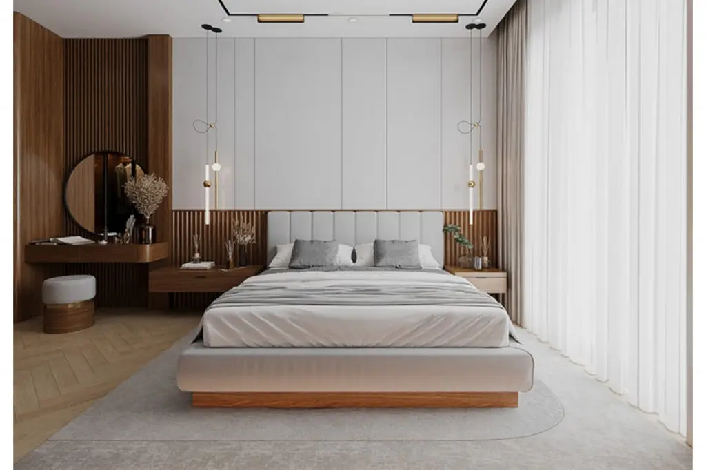 Kích thước bàn trang điểm tương xứng với tổng thể căn phòng
