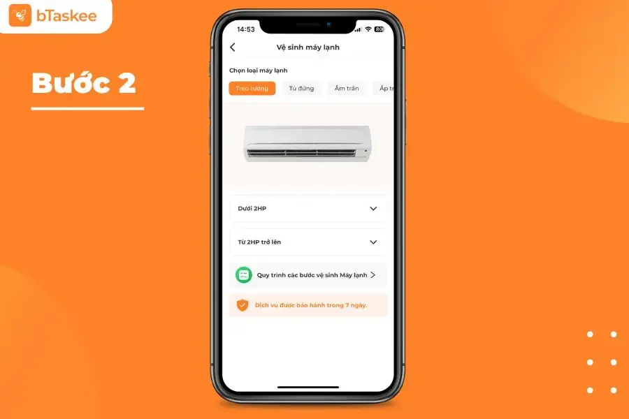 Chọn loại máy lạnh và công suất phù hợp.