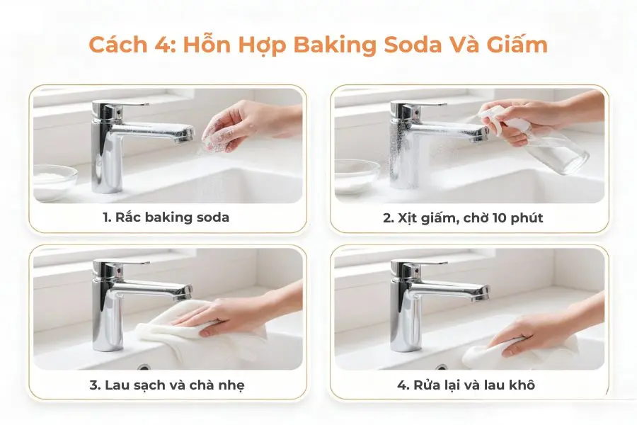 Sử dụng hỗn hợp baking soda và giấm.
