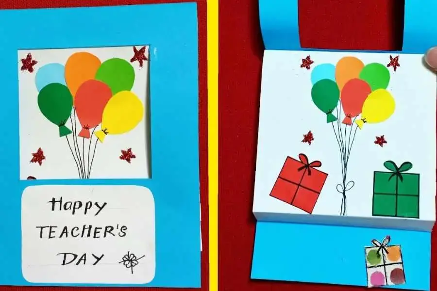 Mẫu làm thiệp trang trí tặng 20 - 11 cho cô giáo hình hộp quà dễ thương.