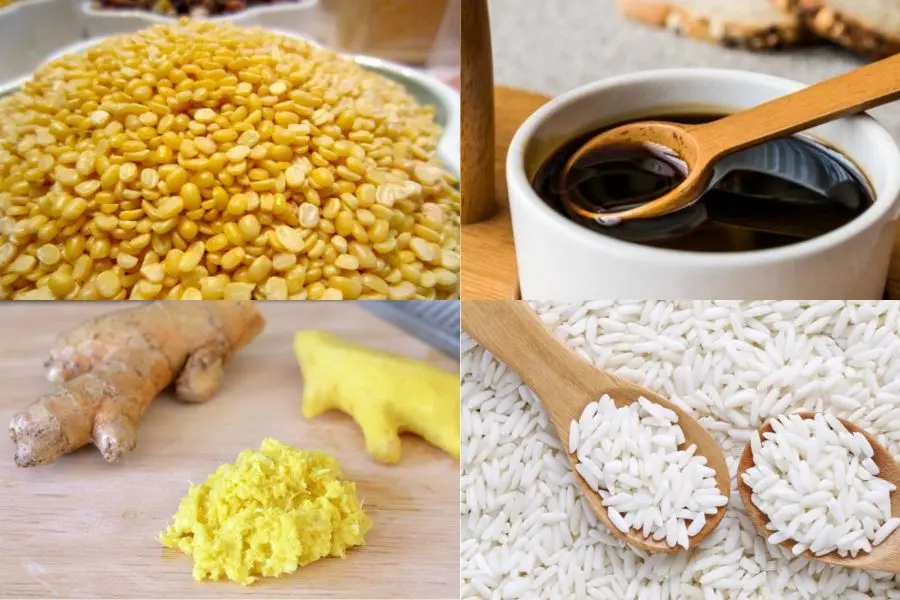 Nguyên liệu để nấu chè con ong cúng ngày Tết.