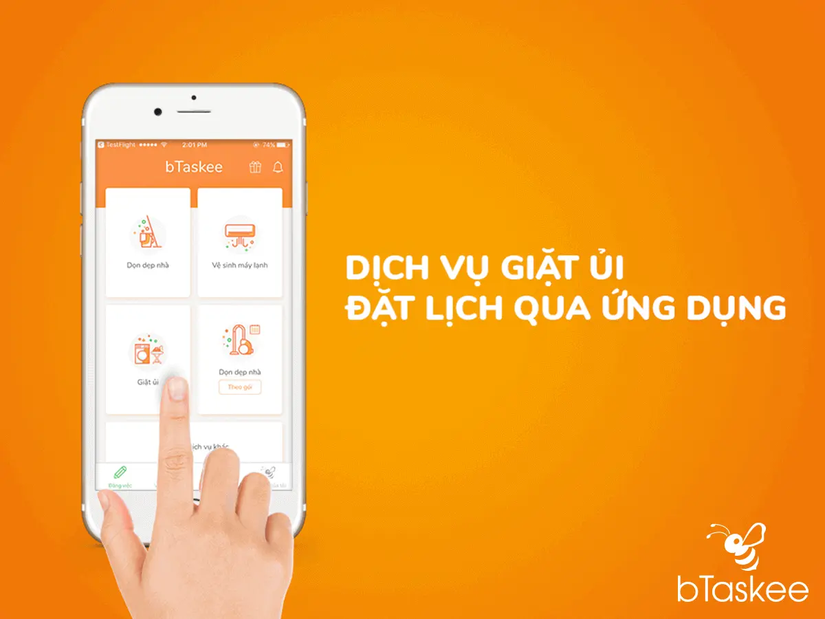 đặt dịch vụ giặt ủi bTaskee