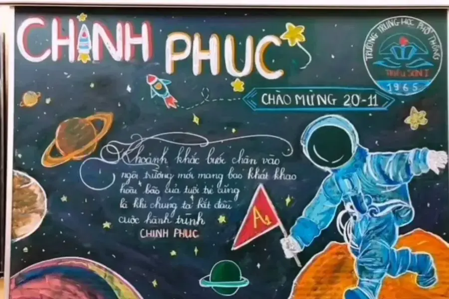 Mẫu trang trí bảng lớp 20 11 đặc sắc chủ đề “Chinh phục”.