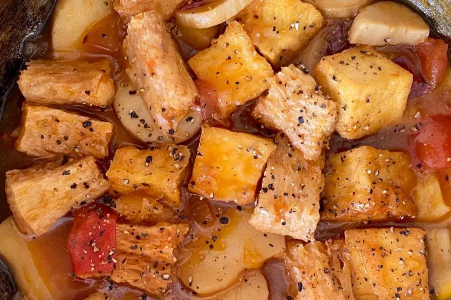 Đậu hũ kho sườn chay khô thơm ngon khó cưỡng.