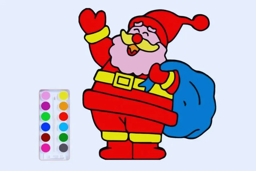 Tô Ông già Noel bằng màu nước.