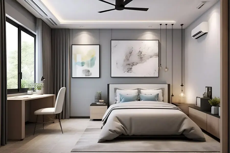 Quạt kết hợp với điều hòa sẽ giúp khuếch tán luồng không khí lạnh nhanh hơn.
