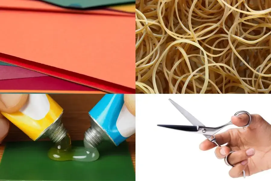Dụng cụ cần có để làm mặt nạ bằng giấy.