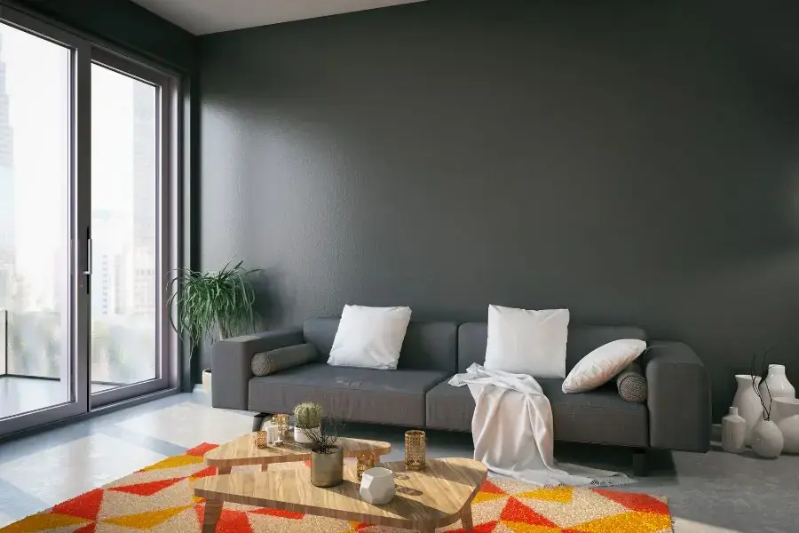 Phòng khách màu xám tạo sự nhẹ nhàng cho không gian