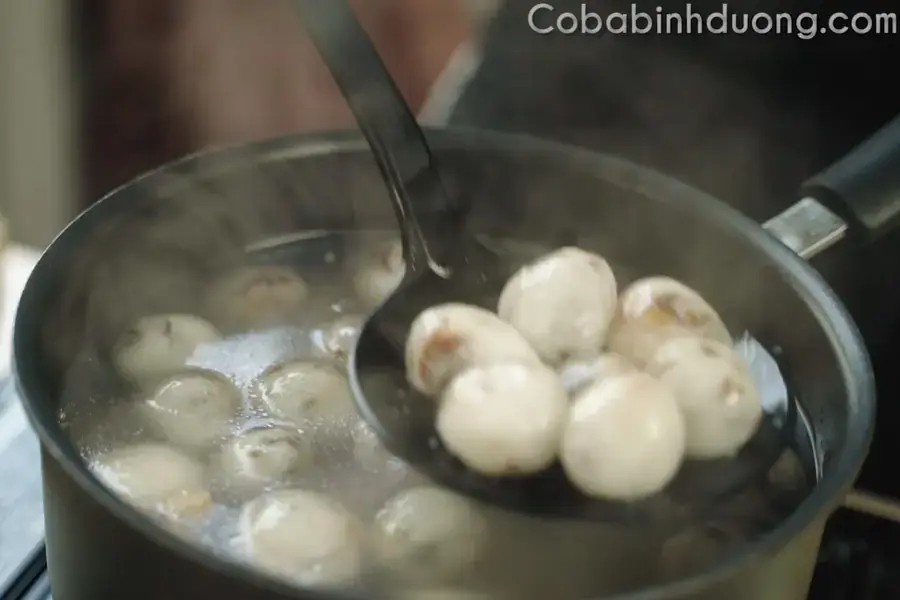 Luộc bánh bột lọc heo quay