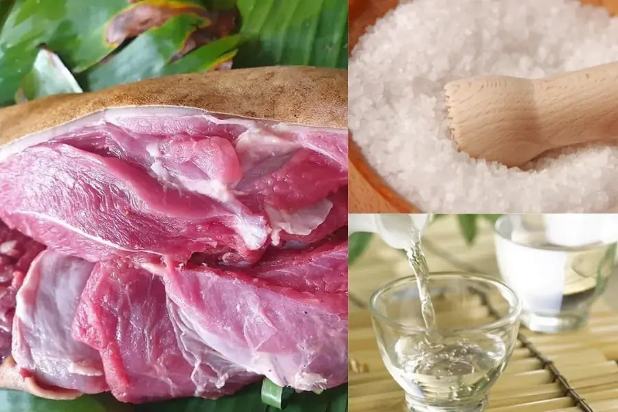 Dung muối và rửa để rửa thịt dê
