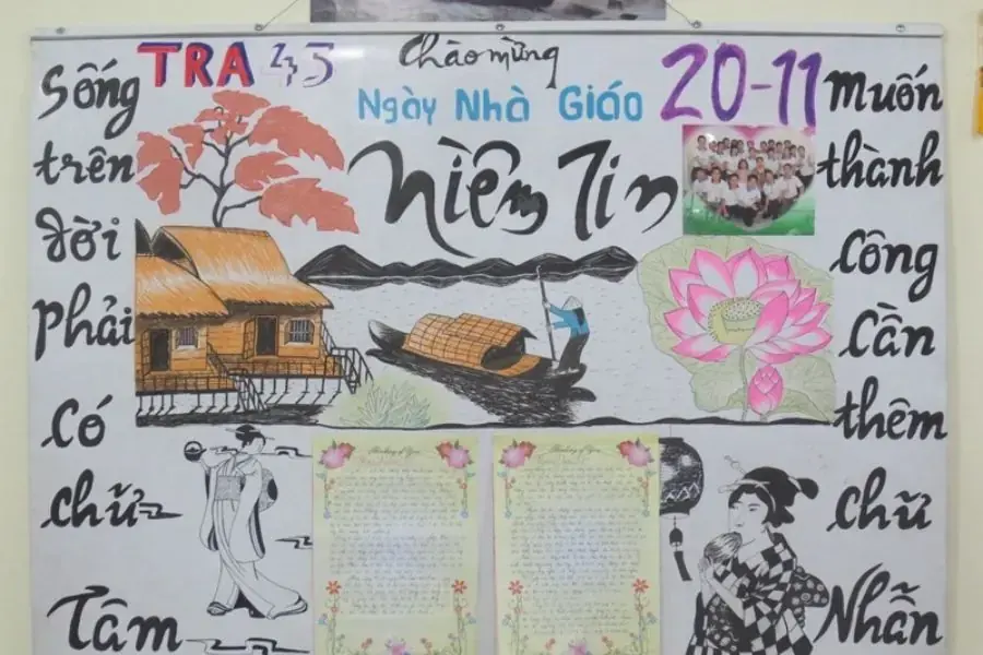 Mẫu báo tường 20/11 đẹp khác.