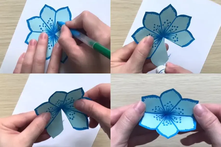 Kết quả là một bông hoa hình cái thuyền.